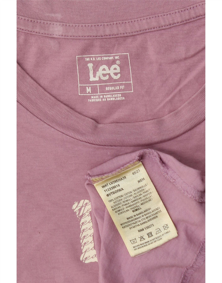 LEE Womens T-Shirt Top UK 14 Medium Pink Cotton