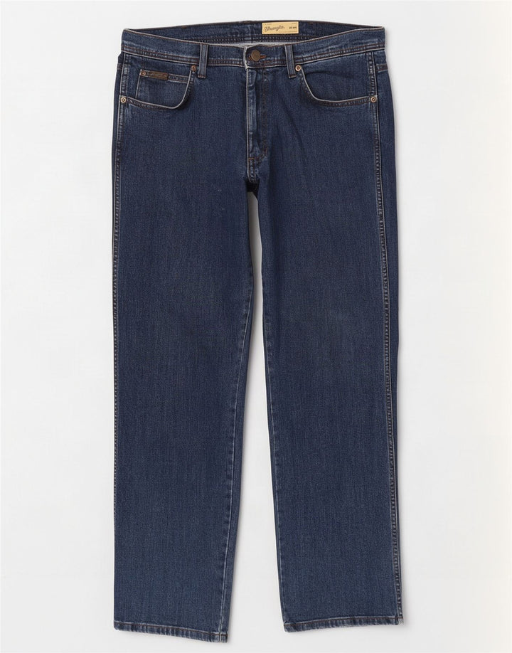Wrangler Męskie Utah Straight Jeans W38 L32 Niebieskie bawełniane