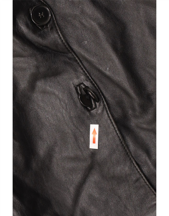 VINTAGE damski płaszcz skórzany oversize IT 44 średniej czarnej skóry