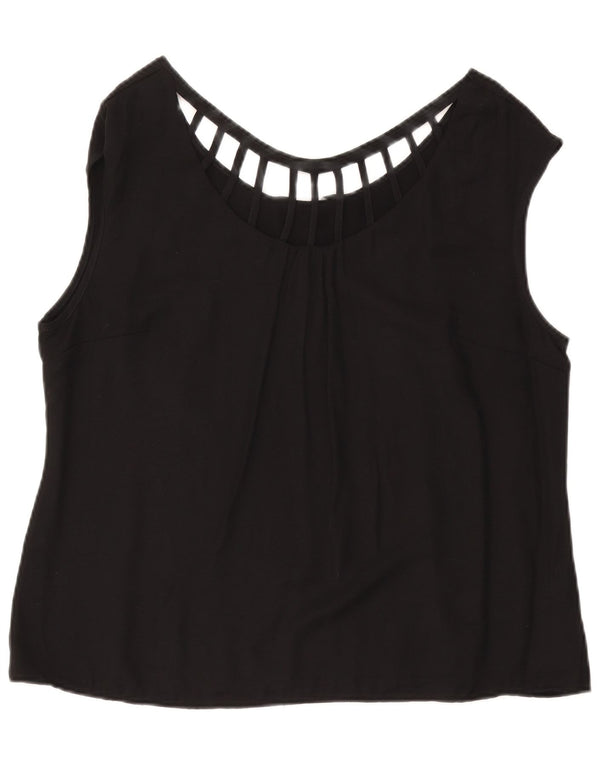 Damska bluzka bez rękawów LAURA ASHLEY UK 18 XL, czarna wiskoza