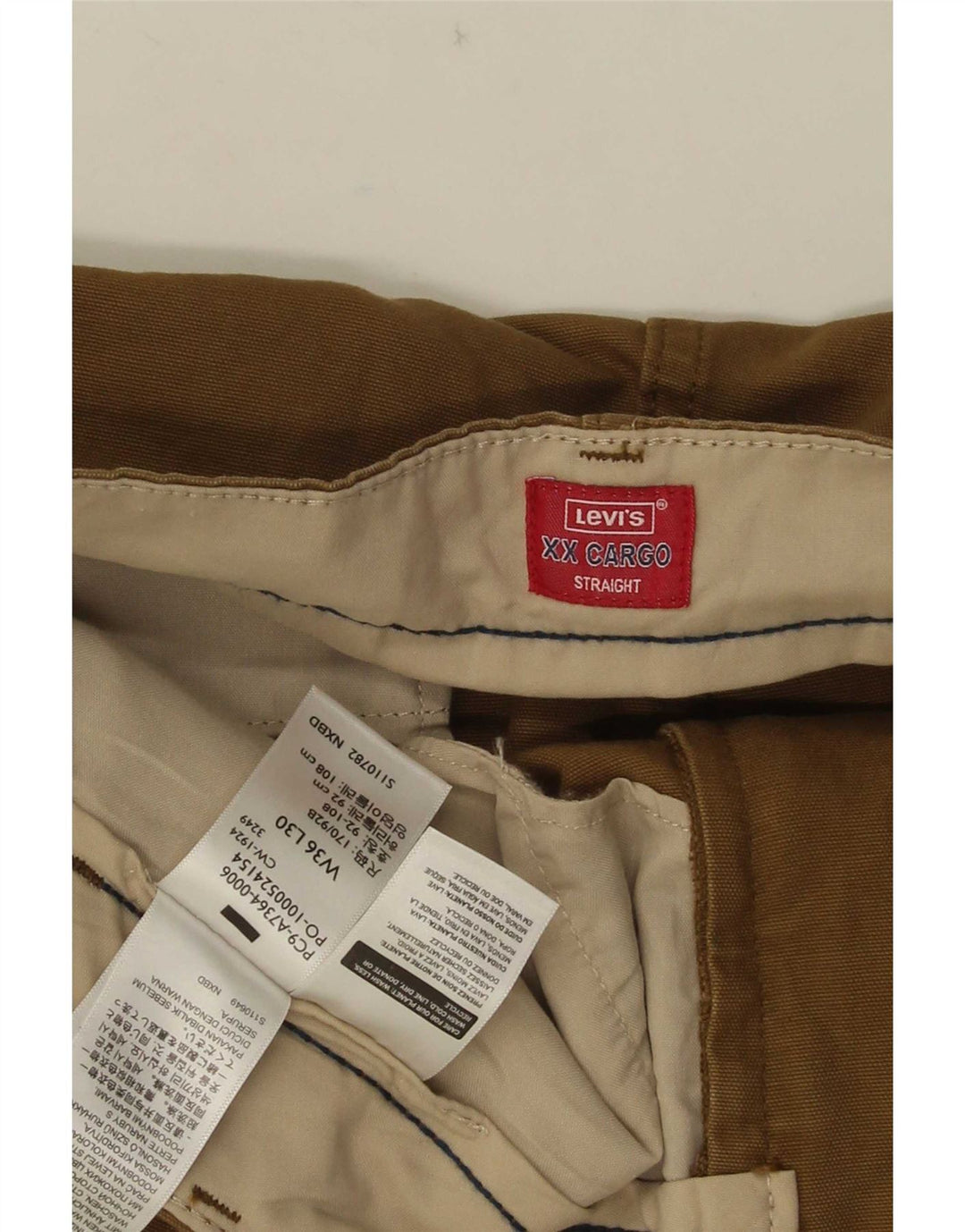 Męskie proste spodnie cargo Levi's W36 L30 Brązowa bawełna