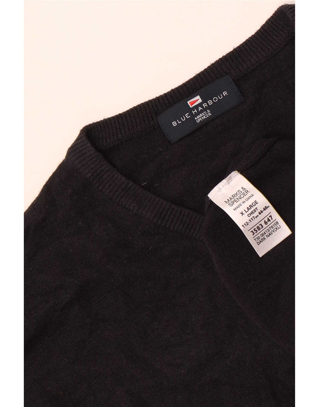 Męski sweter Marks & Spencer Blue Harbor z dekoltem w kształcie litery V, XL, granatowy