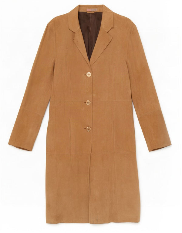Vintage Womens Suede Overcoat UK 12 Medium Beige