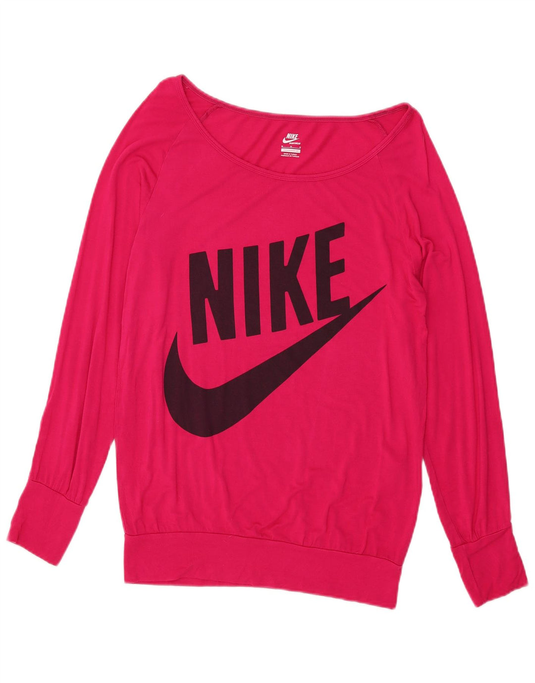 Damska koszulka graficzna Nike z długim rękawem, UK 14, średnioróżowa wiskoza