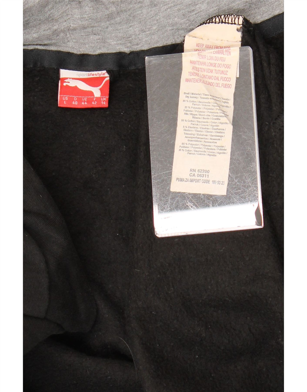 Damski sweter z kapturem i zamkiem błyskawicznym PUMA UK 14, duży, czarny, bawełniany