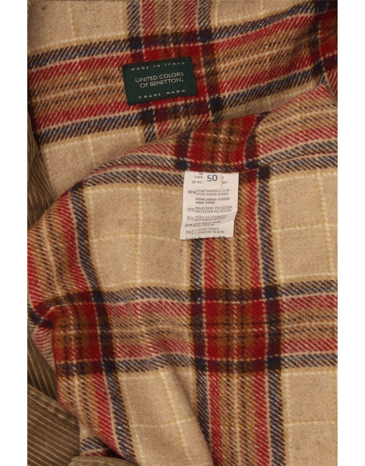 Męska kurtka sztruksowa BENETTON IT 50 duża, beżowa, bawełniana