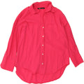 ZARA Womens Longline Oversized Shirt UK 10 Small Pink Cotton Vintage Zara and Second-Hand Zara from Messina Hembry 
