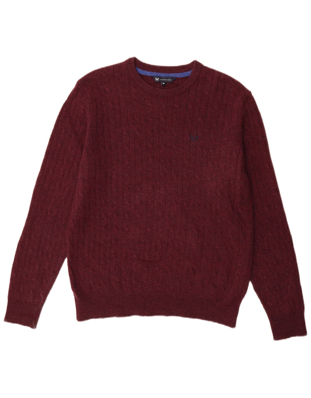 Crew Clothing Męski sweter z okrągłym dekoltem, średni burgund, wełna owcza