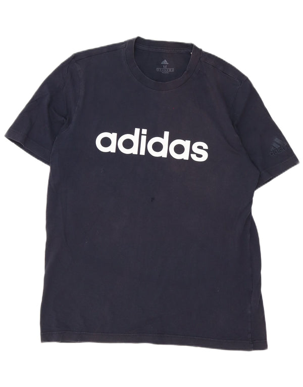 Męska koszulka z grafiką Adidas, średnia, granatowa, bawełniana