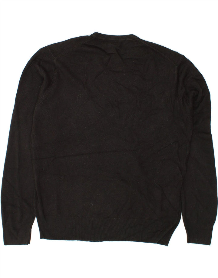 DOCKERS Mens V-Neck Jumper Sweater Large Black Acrylic Vintage Dockers and Second-Hand Dockers from Messina Hembry 
