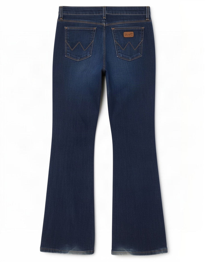 Damskie jeansy Wrangler Curve Flared W30 L32 Niebieskie bawełniane