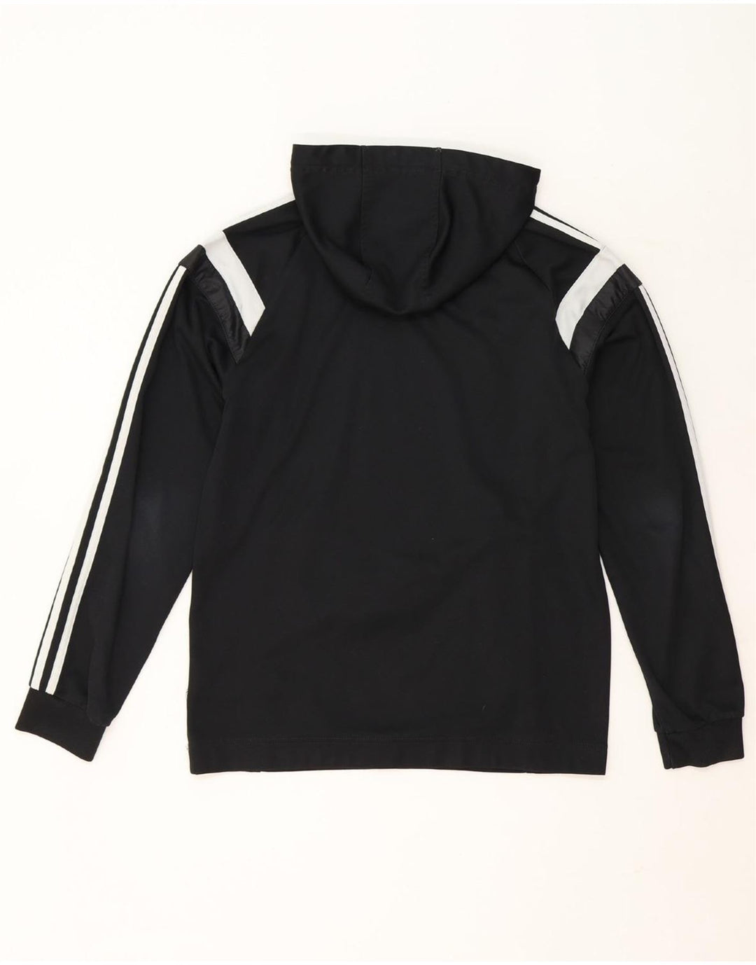 ADIDAS Mens Hoodie Jumper Small Black Colourblock Polyester Vintage Adidas and Second-Hand Adidas from Messina Hembry 