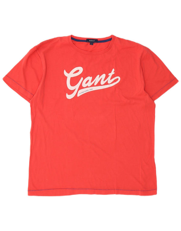 Męski T-shirt z grafiką Gant, duży, czerwony, bawełniany