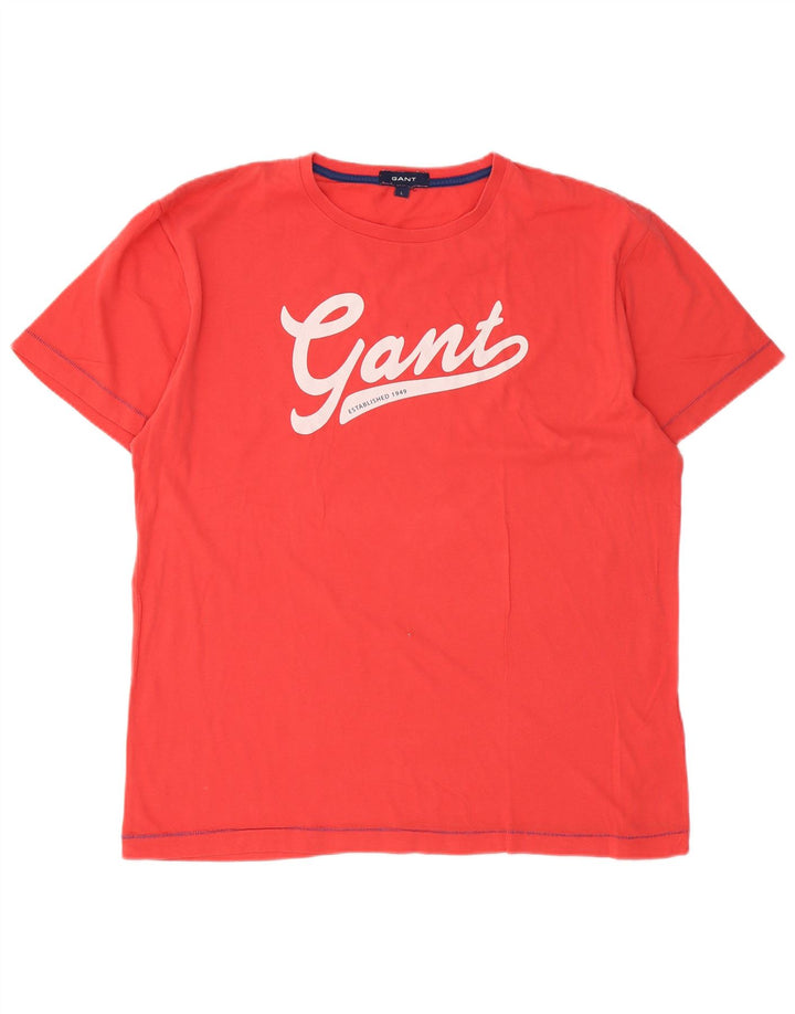 Męski T-shirt z grafiką Gant, duży, czerwony, bawełniany