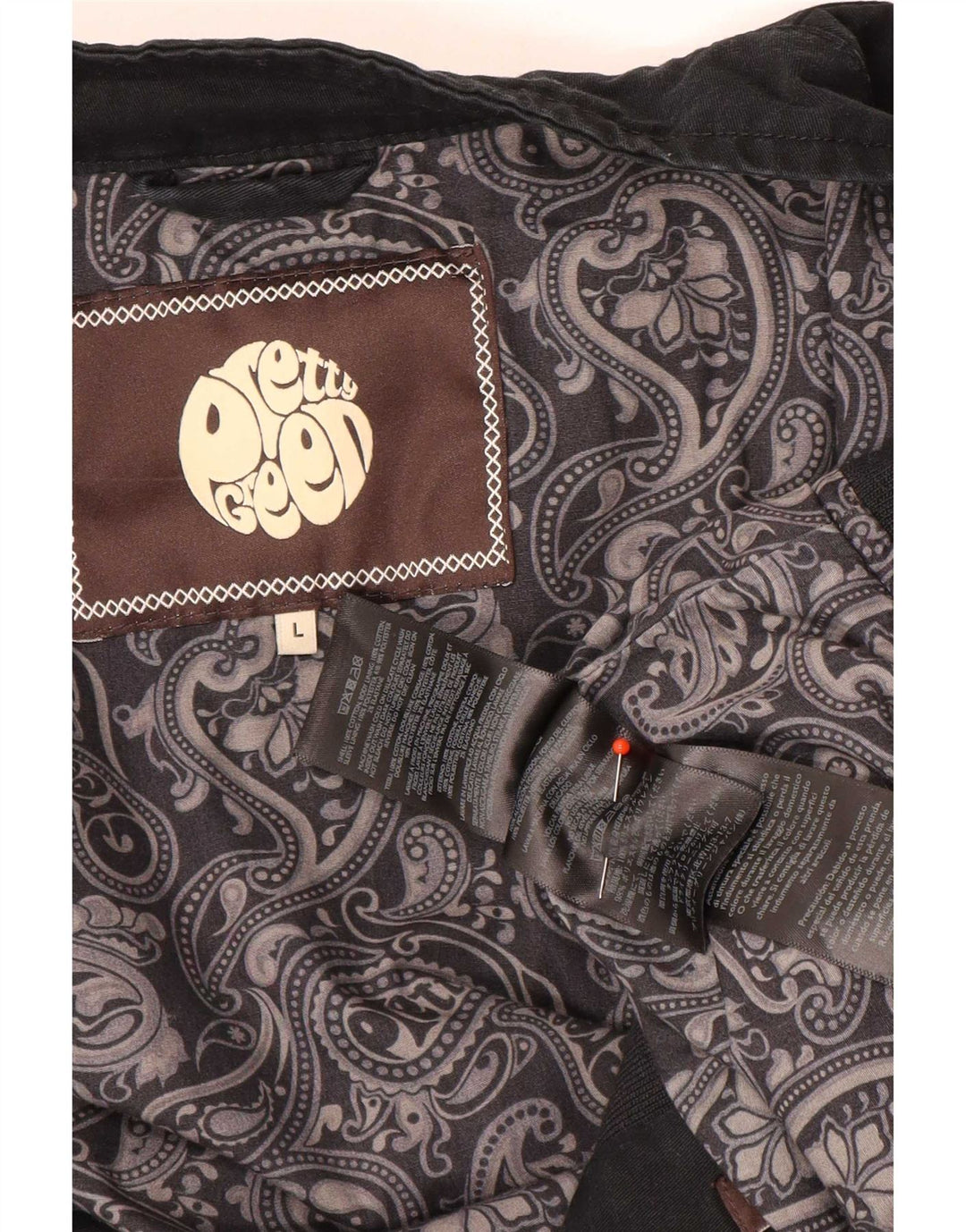 Pretty Green Męska kurtka bomber UK 40, duża czarna bawełna