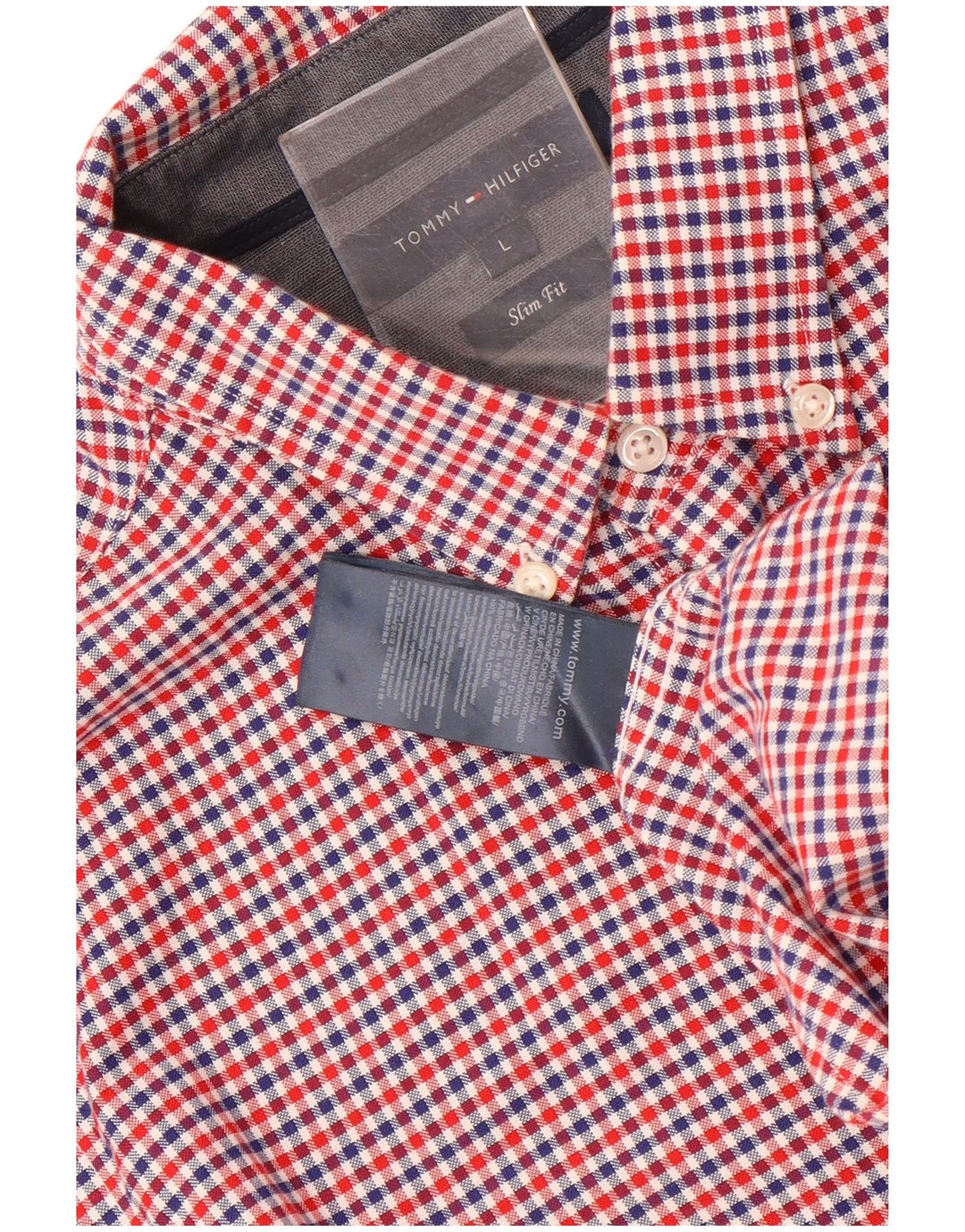 Męska koszula slim fit Tommy Hilfiger, duża, wielokolorowa bawełniana kratka