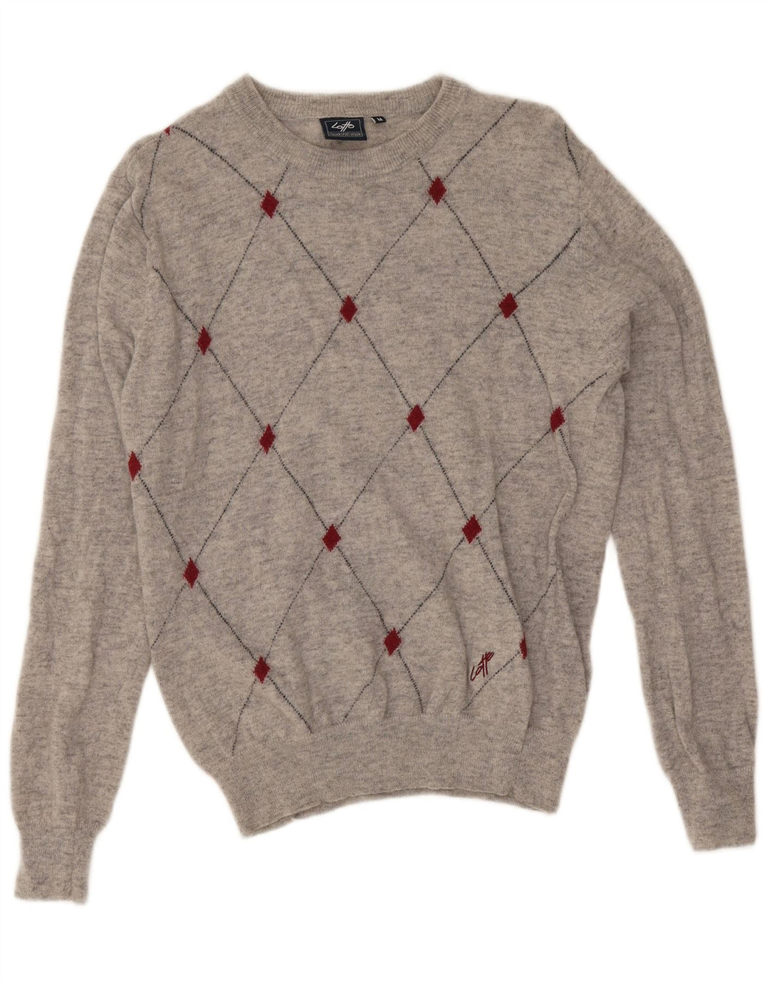 Męski sweter z okrągłym dekoltem Lotto Średni szary Argyle/diamentowa wełna