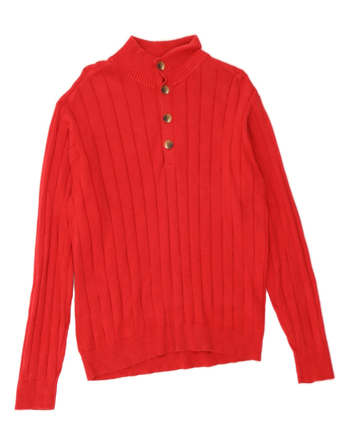 IZOD Mens Button Neck Jumper Sweater Small Red Cotton Vintage Izod and Second-Hand Izod from Messina Hembry 