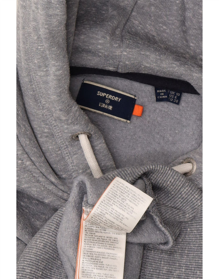 SUPERDRY Womens Oversized Hoodie Jumper UK 10 Small Grey Flecked Polyester Vintage Superdry and Second-Hand Superdry from Messina Hembry 