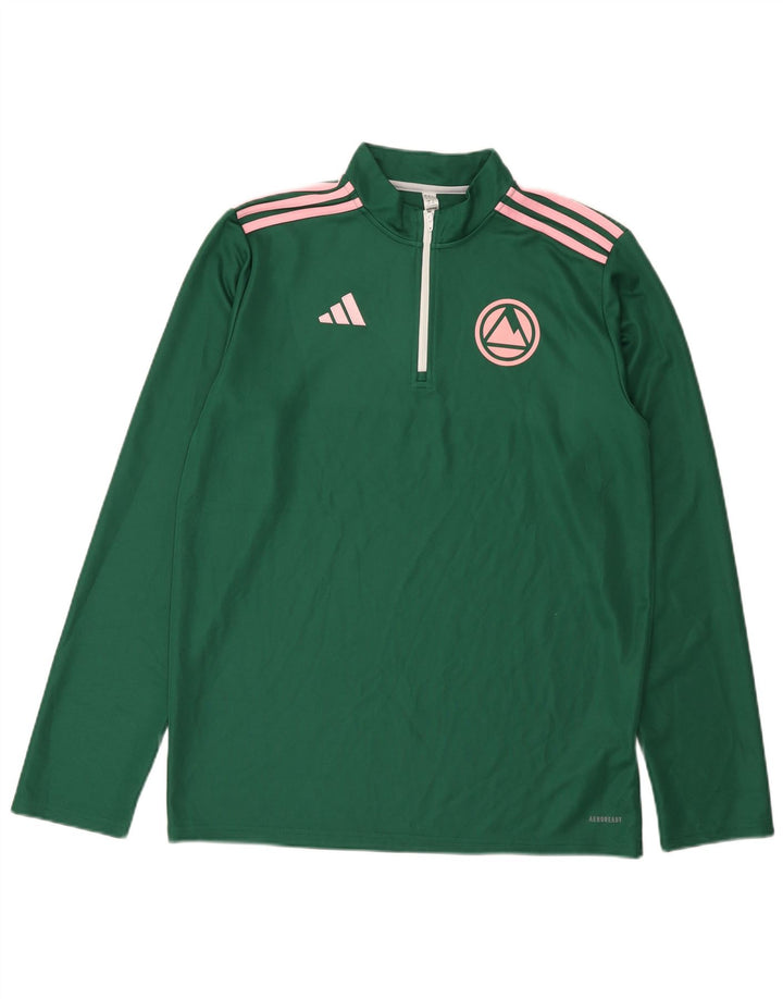 Adidas Męskie Aeroready Zip Neck Sweter Dresowy Top Duży Zielony Poliester