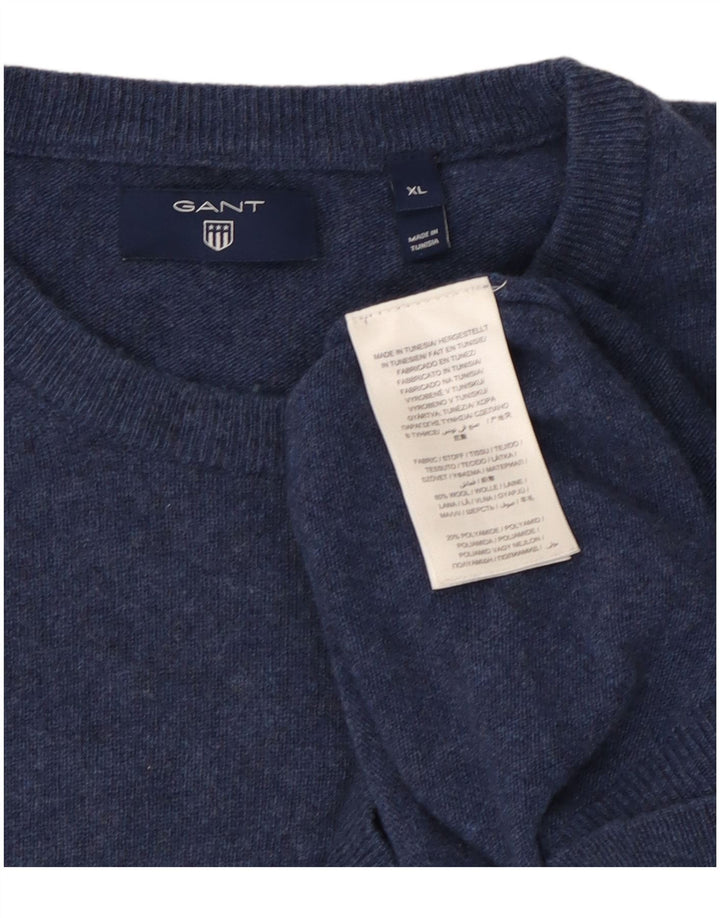 Męski sweter z okrągłym dekoltem Gant XL, granatowo-wełniany