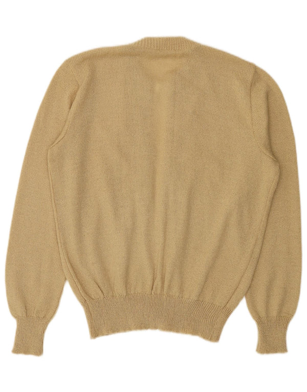 Vintage damski sweter rozpinany UK 14 średni beż