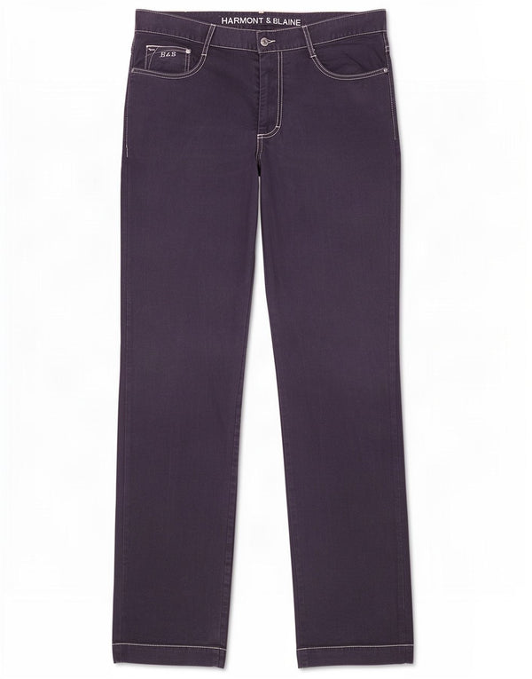 Harmont & Blaine Mens Straight Casual Trousers W36 L35 Navy Blue Cotton