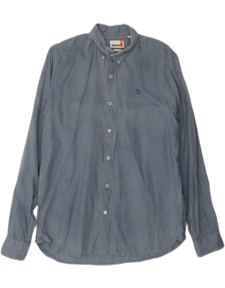Koszula męska Timberland Slim Fit, średnioniebieska, lniana