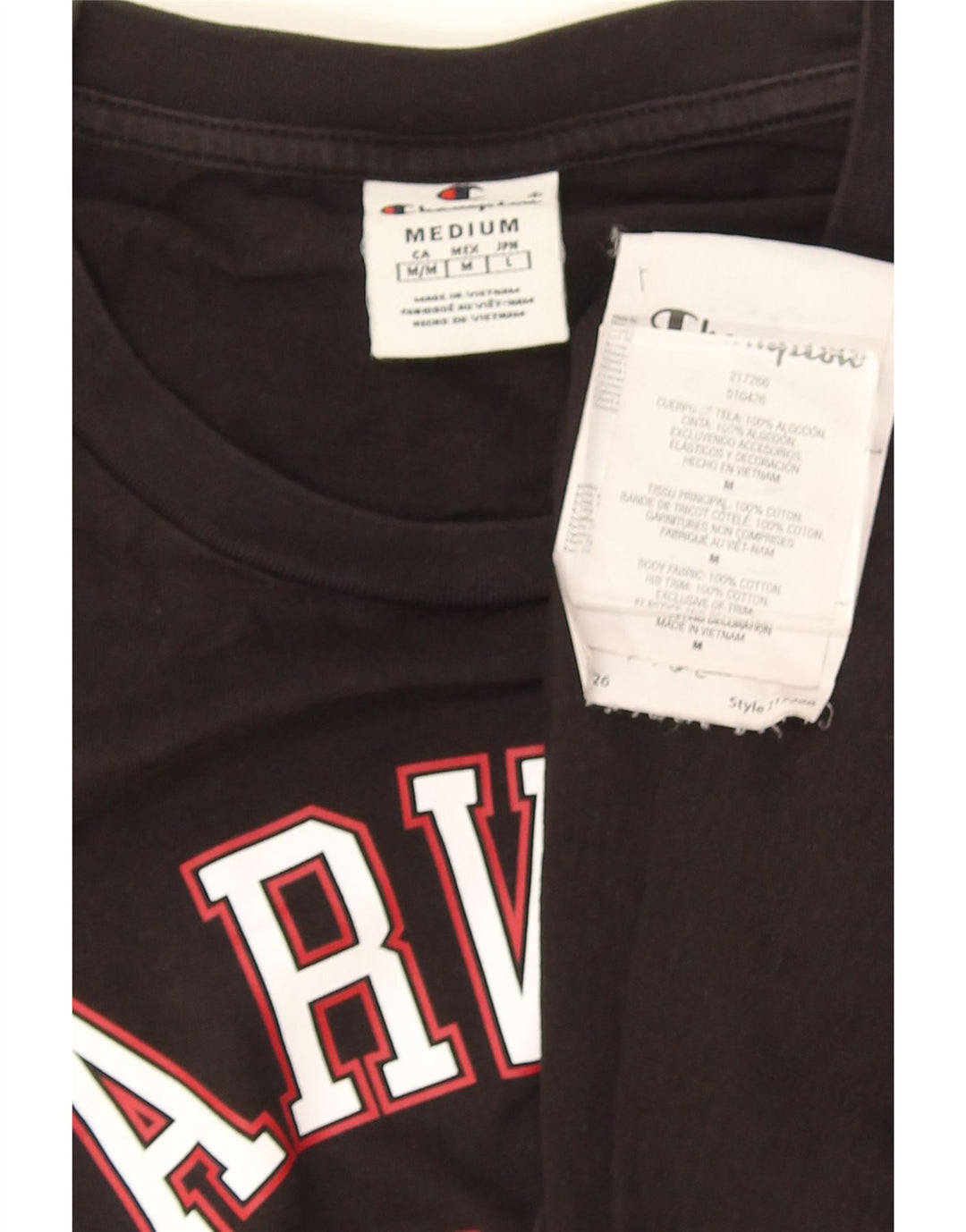 Męska koszulka Champion Harvard Graphic T-shirt Top, średnia, czarna bawełna