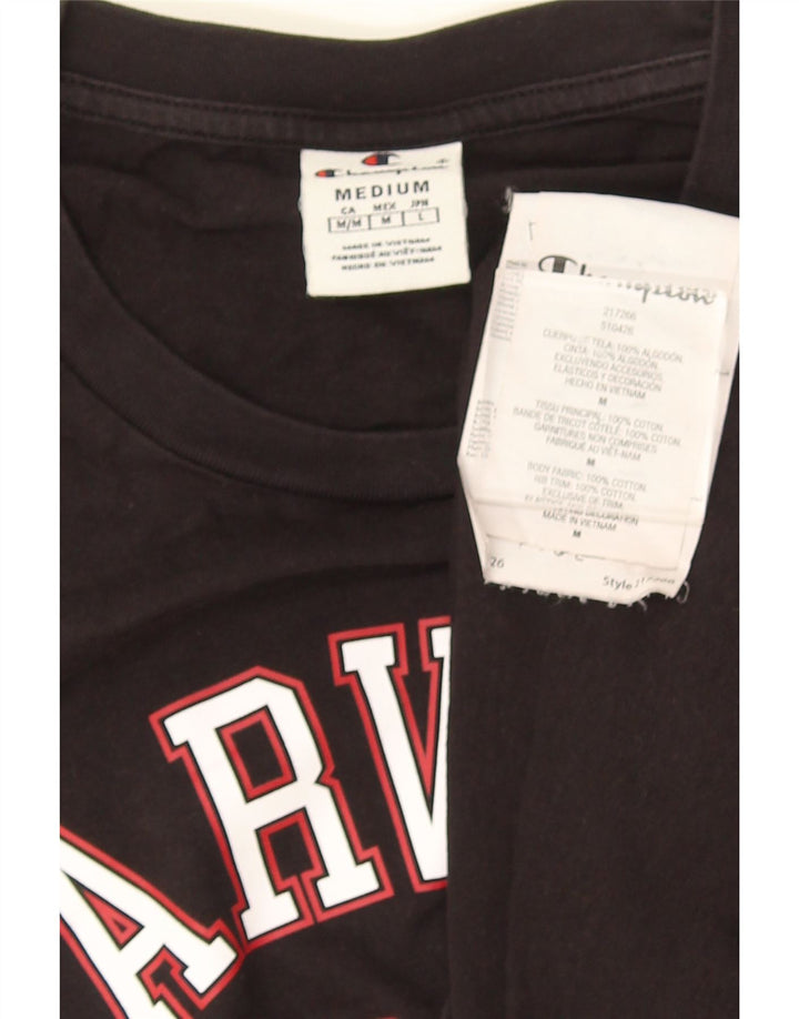 Męska koszulka Champion Harvard Graphic T-shirt Top, średnia, czarna bawełna