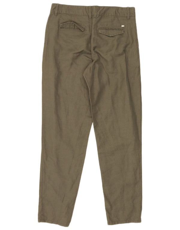 Damskie zwężane spodnie Chino Tommy Hilfiger US 4 Small W28 L28 Khaki Linen