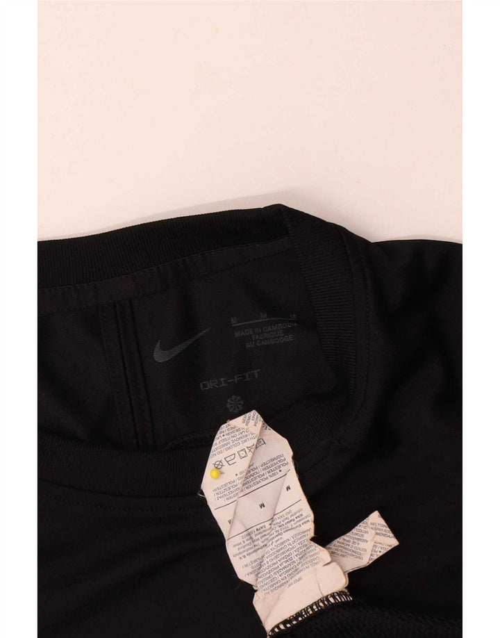 Męski T-shirt Nike Dri Fit Top, średni czarny poliester z blokami kolorów