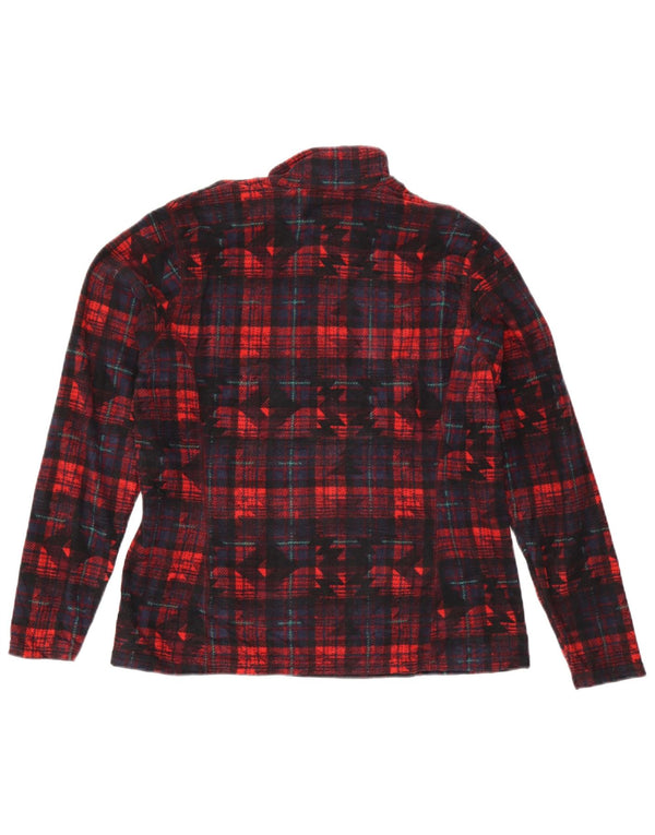 Damski sweter polarowy Eddie Bauer z zamkiem błyskawicznym UK 16, duży, czerwony, geometryczny