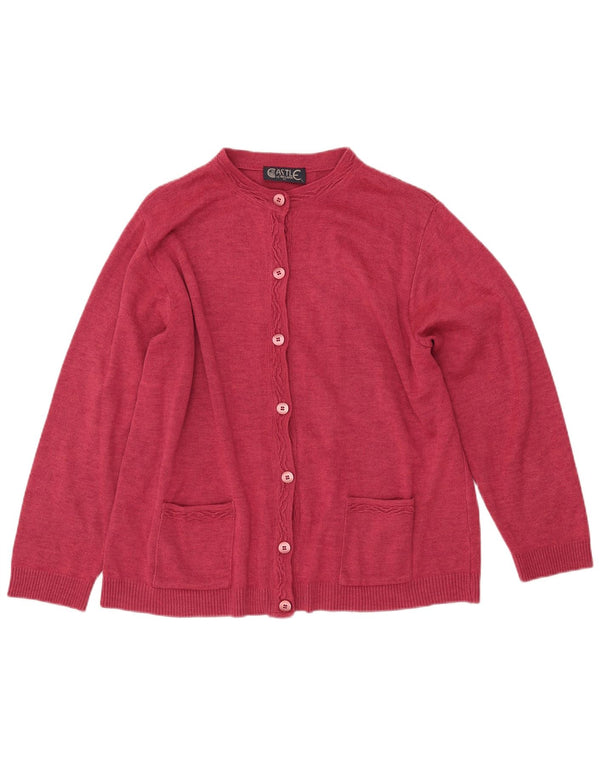 Sweter damski CASTLE OF IRELAND UK 16, duży, różowy, wełniany