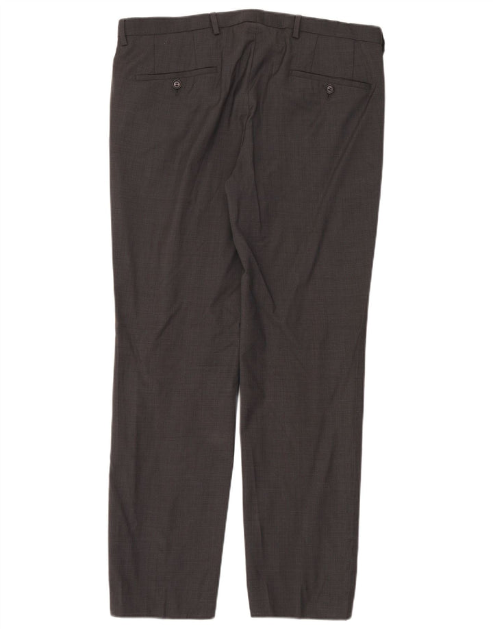 Męskie proste spodnie garniturowe Hugo Boss IT 48 Medium W34 L30 Szara kratka