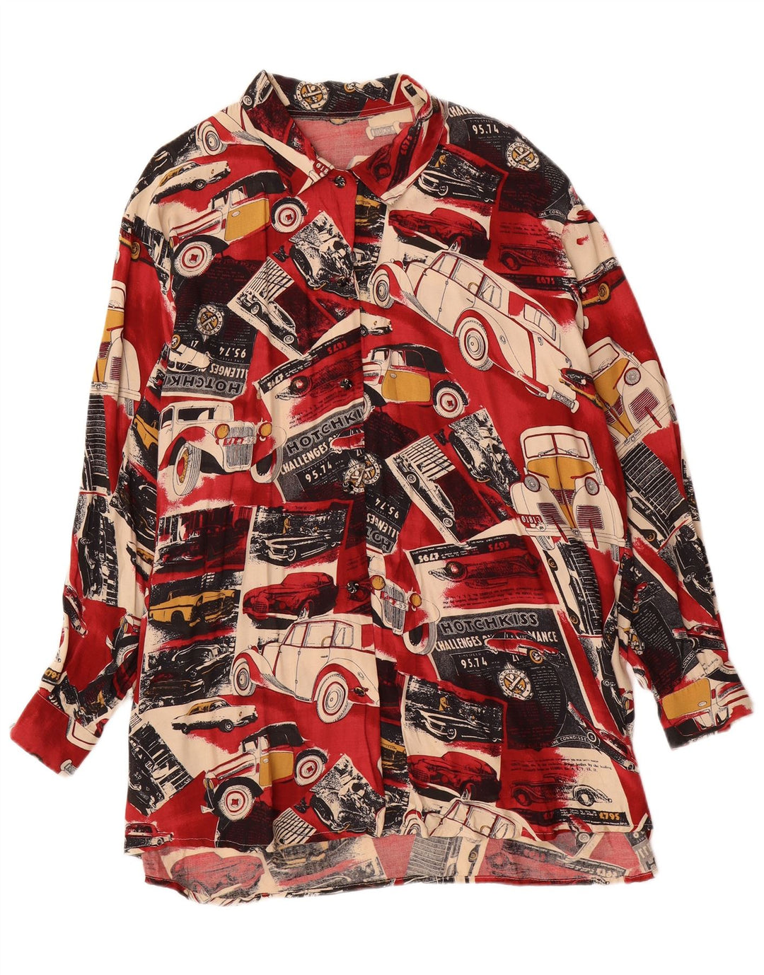 Koszula damska w stylu vintage w abstrakcyjny wzór 3XL, wielokolorowe samochody