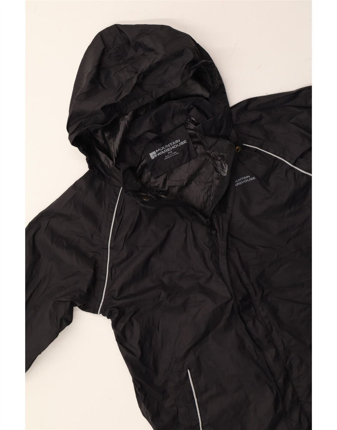 MOUNTAIN WAREHOUSE Boys Hooded Rain Jacket 11-12 Years Black Nylon Vintage Mountain Warehouse and Second-Hand Mountain Warehouse from Messina Hembry 