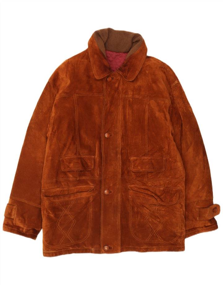 Vintage męska kurtka skórzana IT 48 średniej wielkości brązowa skóra