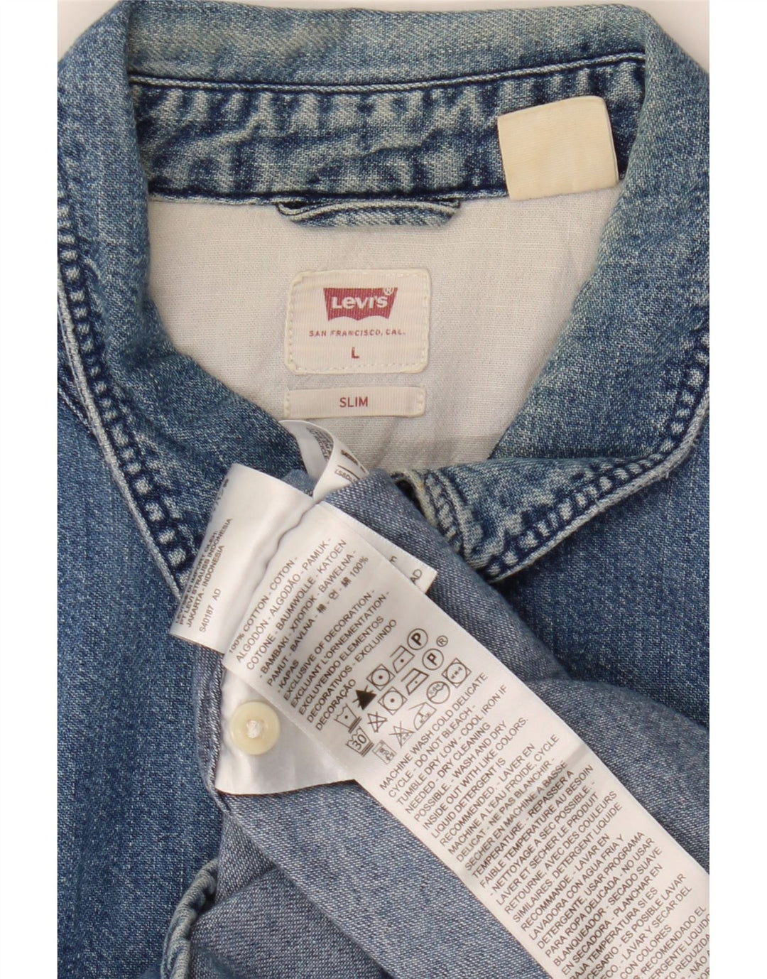 Męska koszula dżinsowa Levi's Slim UK 40, duża niebieska bawełna