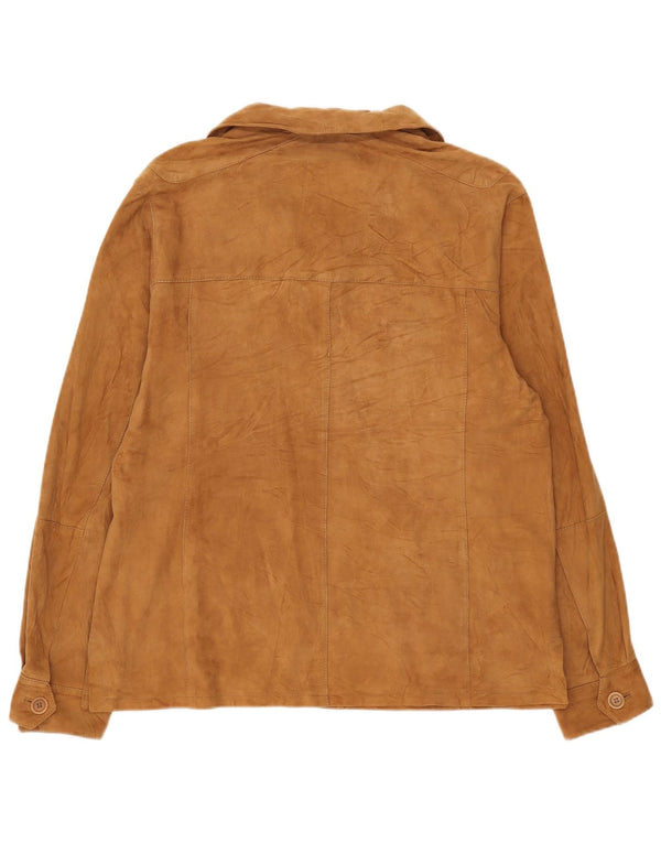 Vintage Mens Overshirt Suede Shirt IT 50 Medium Beige Leather