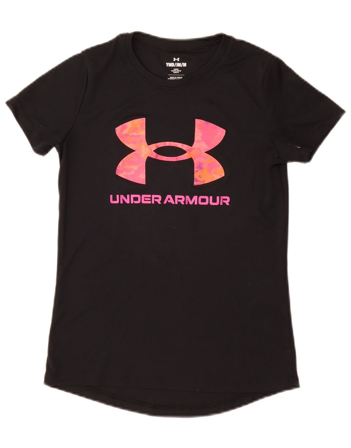 Dziewczęca koszulka z grafiką Under Armour 9-10 lat, średni czarny poliester