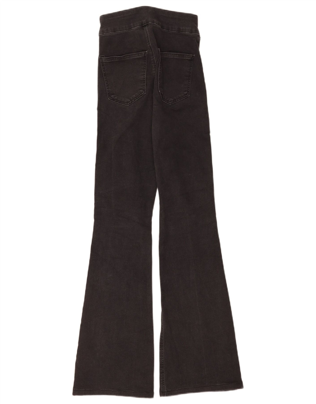Damskie jeansy rozkloszowane z trzema paskami Topshop W26 L29 Czarne bawełniane