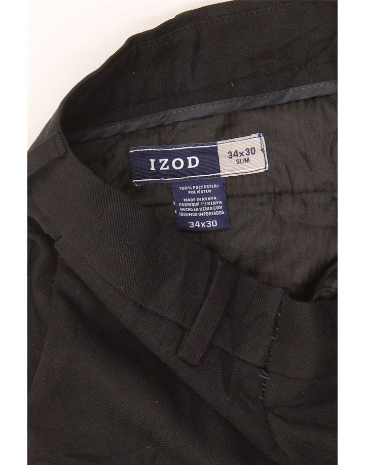 IZOD Mens Slim Chino Trousers W34 L30 Black Polyester Vintage Izod and Second-Hand Izod from Messina Hembry 