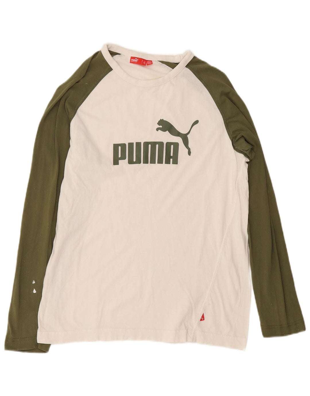 Męska koszulka z grafiką Puma z długim rękawem i średnim białym kolorem
