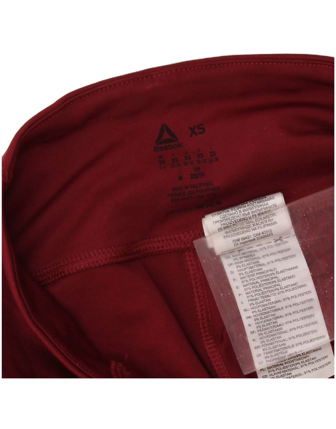 Legginsy damskie REEBOK UK 4/6 XS Bordowy poliester z blokami kolorów