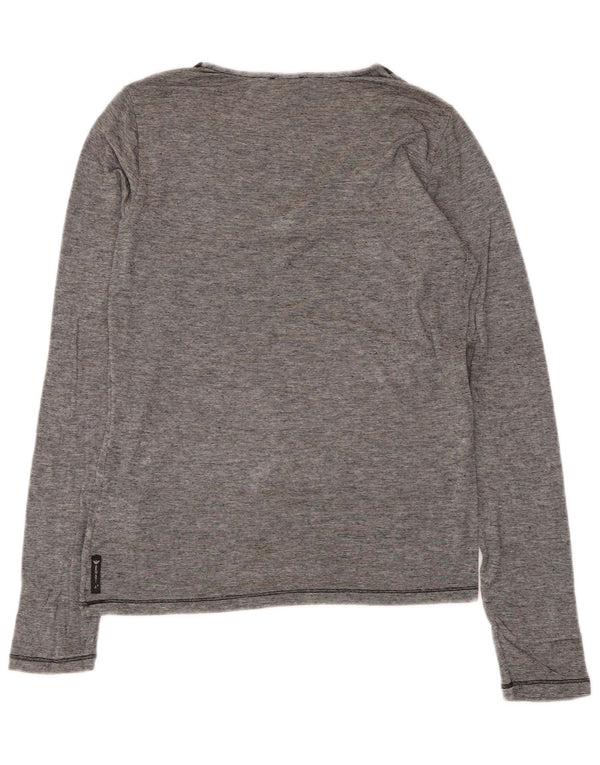 Top damski Armani Jeans z długim rękawem UK 12, średnioszary, wiskoza w prążki