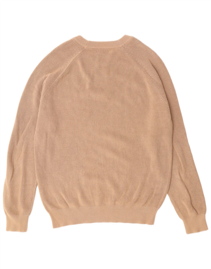 Męski sweter z okrągłym dekoltem Zara Średni brązowy bawełniany