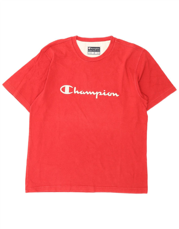 Męski T-shirt Champion z grafiką, mały, czerwony, bawełniany