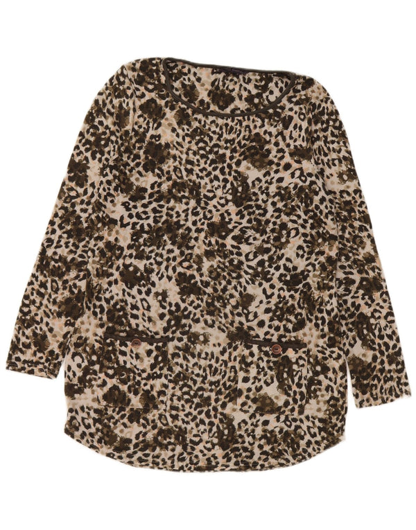 Damski top tunikowy Marks & Spencer UK 12, średni khaki, zwierzęcy nadruk
