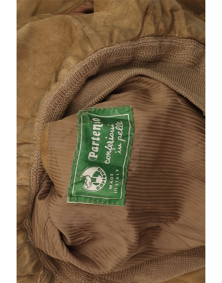 Męska zamszowa kurtka bomberka VINTAGE UK 38 w kolorze średniej beżowej skóry